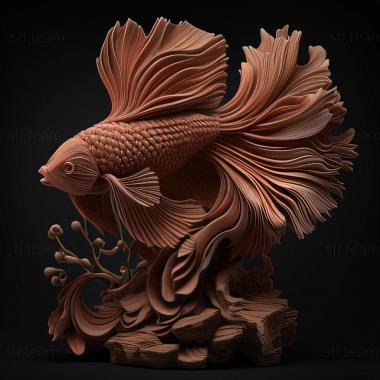3D модель Воилехвостая бойцовая рыбка (STL)